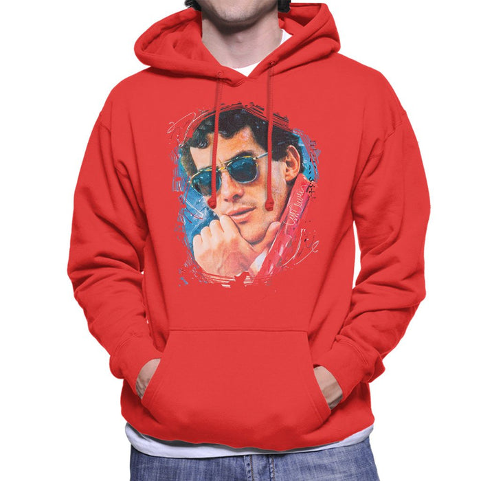 Sidney Maurer Original Portrait Of Ayrton Senna Mens Hooded Sweatshirt - Mens Hooded Sweatshirt
