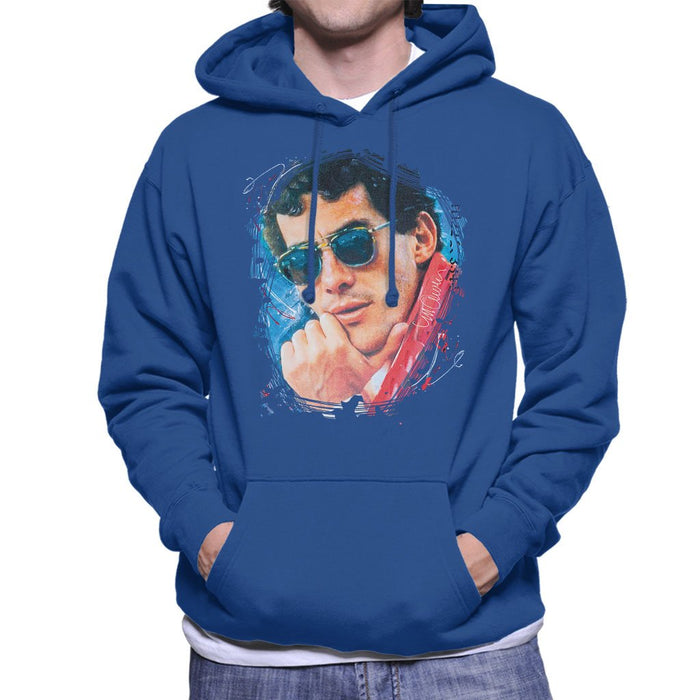 Sidney Maurer Original Portrait Of Ayrton Senna Mens Hooded Sweatshirt - Mens Hooded Sweatshirt