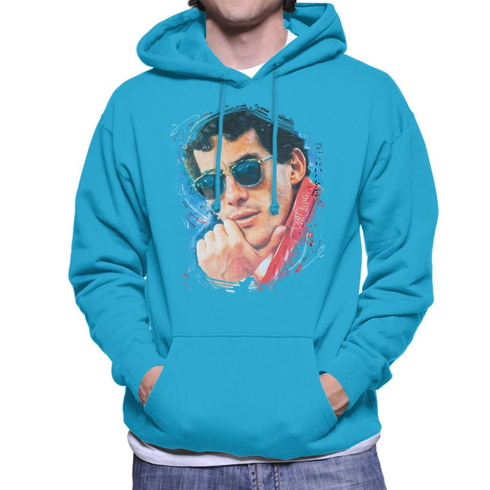 Sidney Maurer Original Portrait Of Ayrton Senna Mens Hooded Sweatshirt - Mens Hooded Sweatshirt