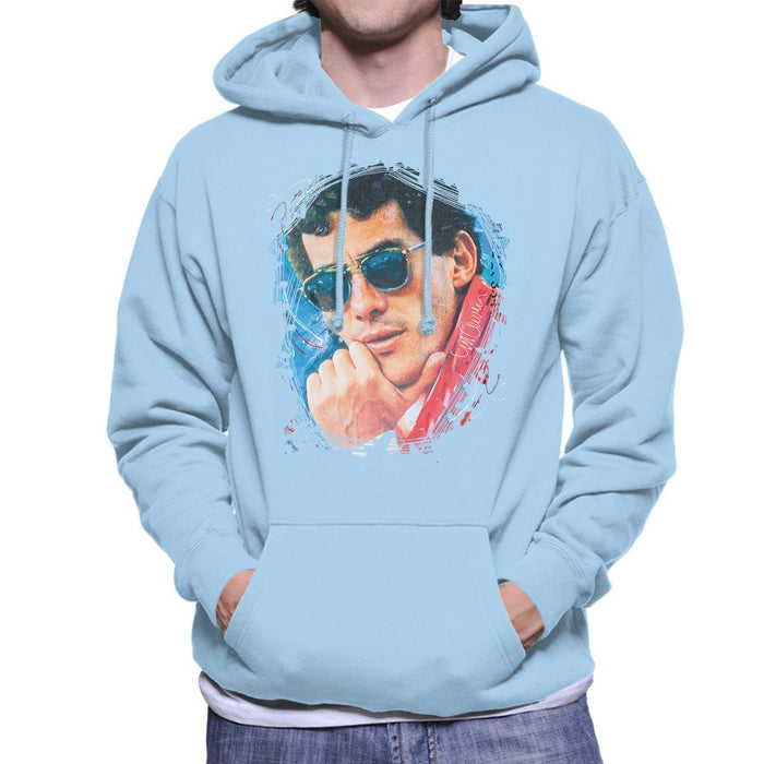 Sidney Maurer Original Portrait Of Ayrton Senna Mens Hooded Sweatshirt - Mens Hooded Sweatshirt