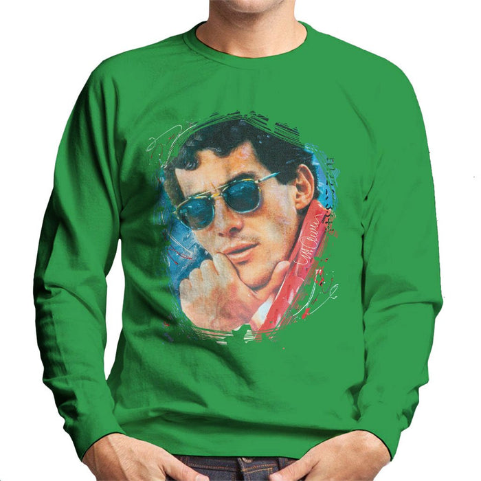Sidney Maurer Original Portrait Of Ayrton Senna Mens Sweatshirt - Mens Sweatshirt