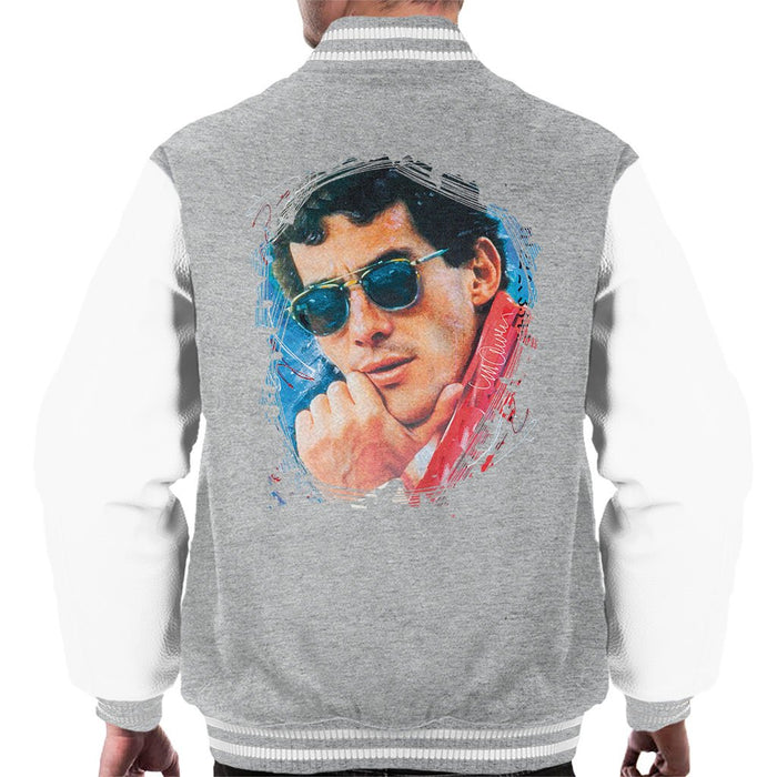 Sidney Maurer Original Portrait Of Ayrton Senna Mens Varsity Jacket - Mens Varsity Jacket