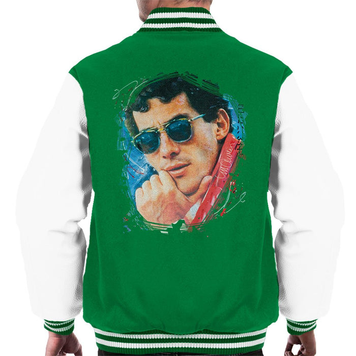 Sidney Maurer Original Portrait Of Ayrton Senna Mens Varsity Jacket - Mens Varsity Jacket