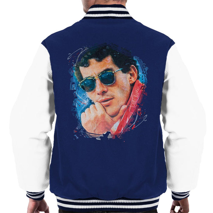 Sidney Maurer Original Portrait Of Ayrton Senna Mens Varsity Jacket - Mens Varsity Jacket