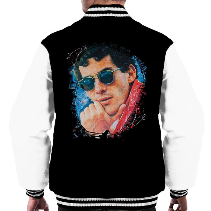 Sidney Maurer Original Portrait Of Ayrton Senna Mens Varsity Jacket - Mens Varsity Jacket