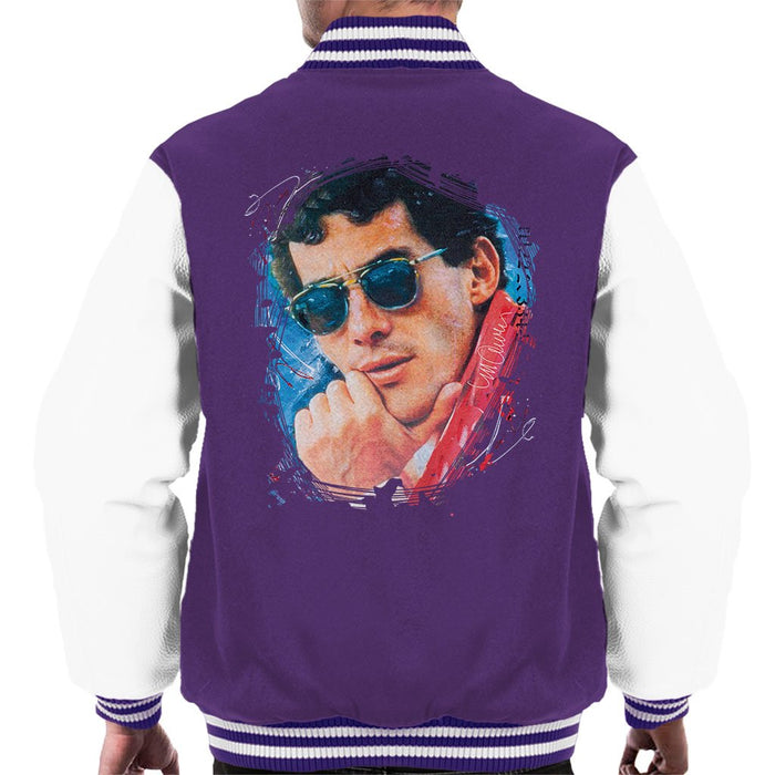 Sidney Maurer Original Portrait Of Ayrton Senna Mens Varsity Jacket - Mens Varsity Jacket