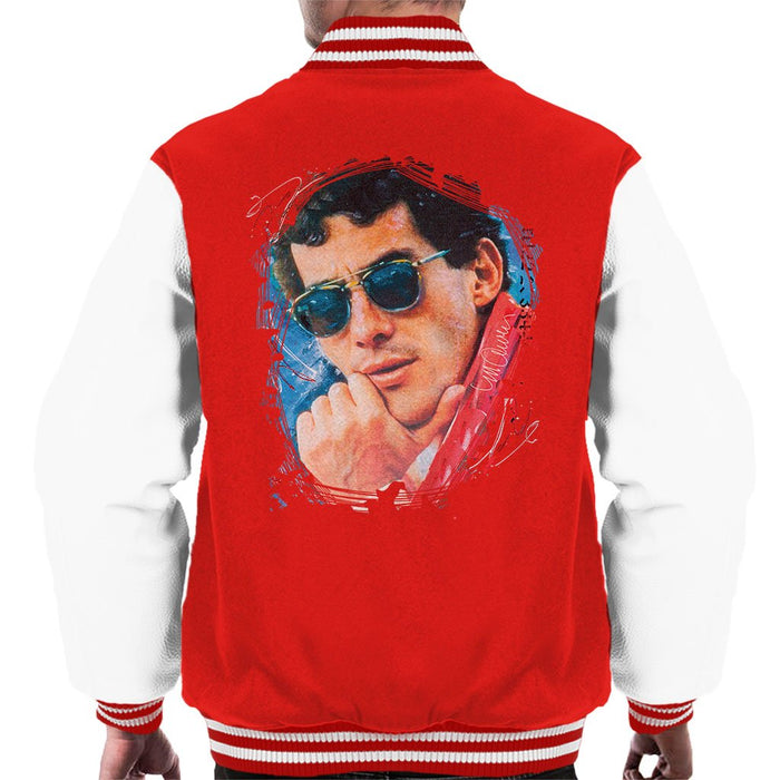 Sidney Maurer Original Portrait Of Ayrton Senna Mens Varsity Jacket - Mens Varsity Jacket