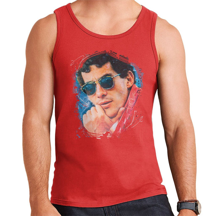 Sidney Maurer Original Portrait Of Ayrton Senna Mens Vest - Small / Red - Mens Vest