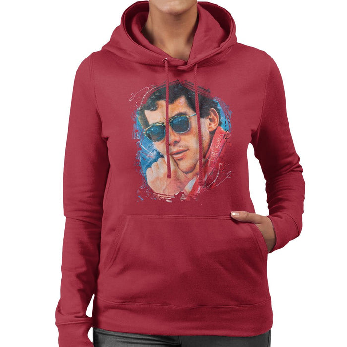 Sidney Maurer Original Portrait Of Ayrton Senna Womens Hooded Sweatshirt - Womens Hooded Sweatshirt