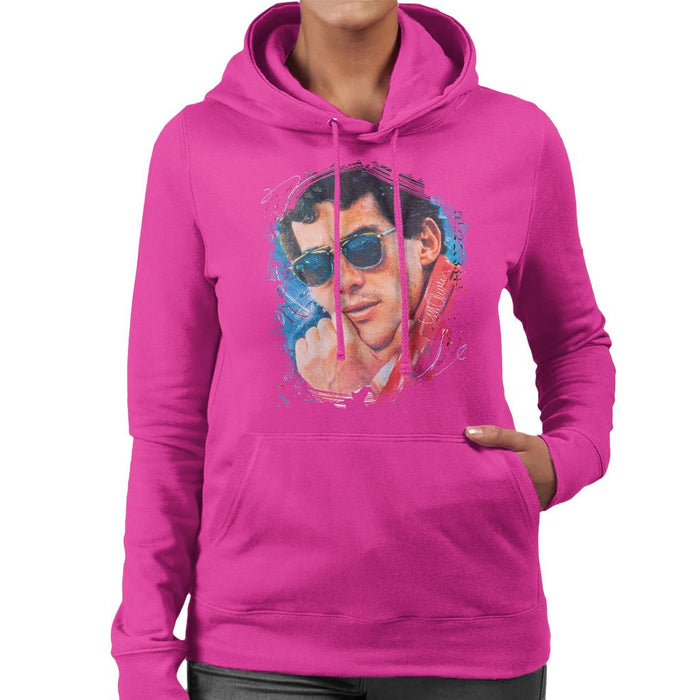 Sidney Maurer Original Portrait Of Ayrton Senna Womens Hooded Sweatshirt - Womens Hooded Sweatshirt