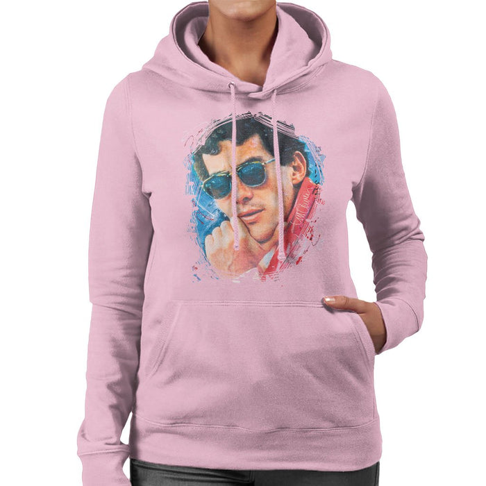 Sidney Maurer Original Portrait Of Ayrton Senna Womens Hooded Sweatshirt - Small / Light Pink - Womens Hooded Sweatshirt