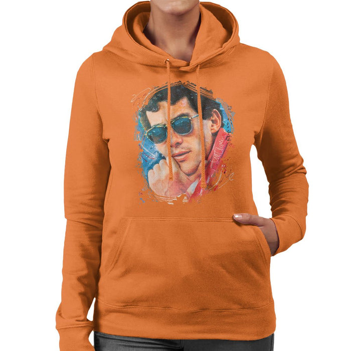 Sidney Maurer Original Portrait Of Ayrton Senna Womens Hooded Sweatshirt - Womens Hooded Sweatshirt
