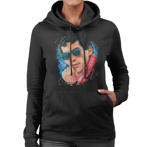 Sidney Maurer Original Portrait Of Ayrton Senna Womens Hooded Sweatshirt - Womens Hooded Sweatshirt