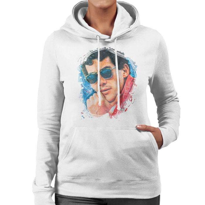 Sidney Maurer Original Portrait Of Ayrton Senna Womens Hooded Sweatshirt - Womens Hooded Sweatshirt
