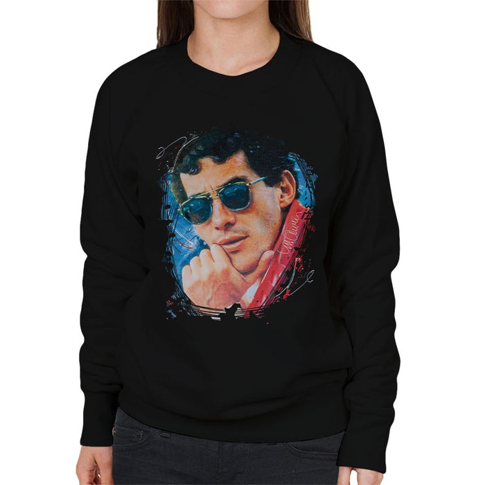 Sidney Maurer Original Portrait Of Ayrton Senna Womens Sweatshirt - Womens Sweatshirt