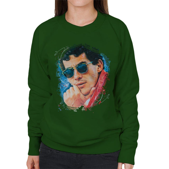 Sidney Maurer Original Portrait Of Ayrton Senna Womens Sweatshirt - Womens Sweatshirt