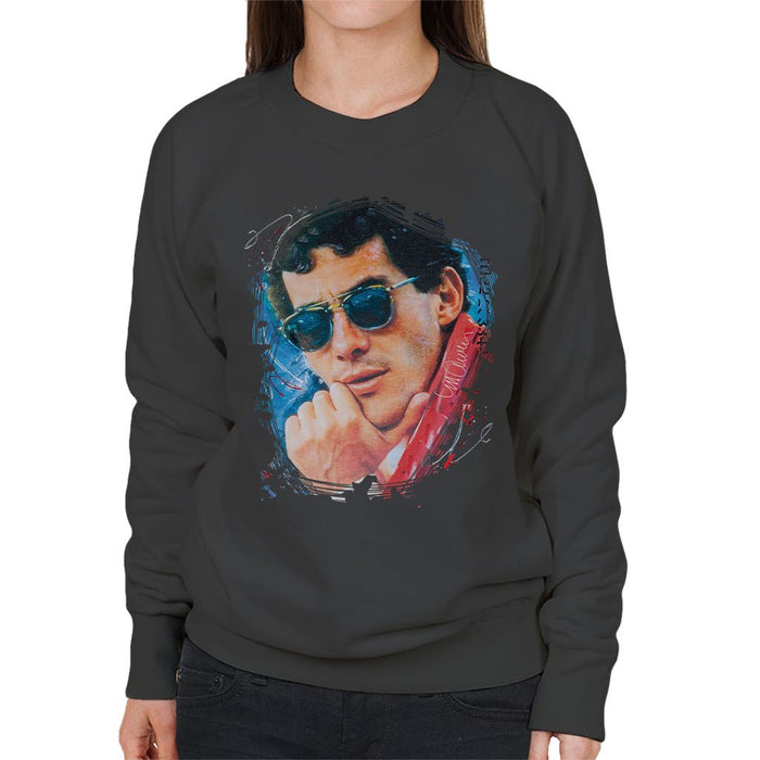 Sidney Maurer Original Portrait Of Ayrton Senna Womens Sweatshirt - Womens Sweatshirt