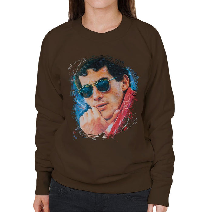 Sidney Maurer Original Portrait Of Ayrton Senna Womens Sweatshirt - Womens Sweatshirt