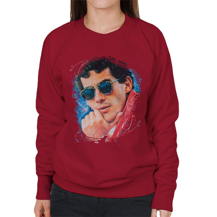 Sidney Maurer Original Portrait Of Ayrton Senna Womens Sweatshirt - Womens Sweatshirt