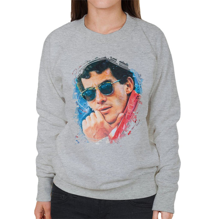 Sidney Maurer Original Portrait Of Ayrton Senna Womens Sweatshirt - Womens Sweatshirt