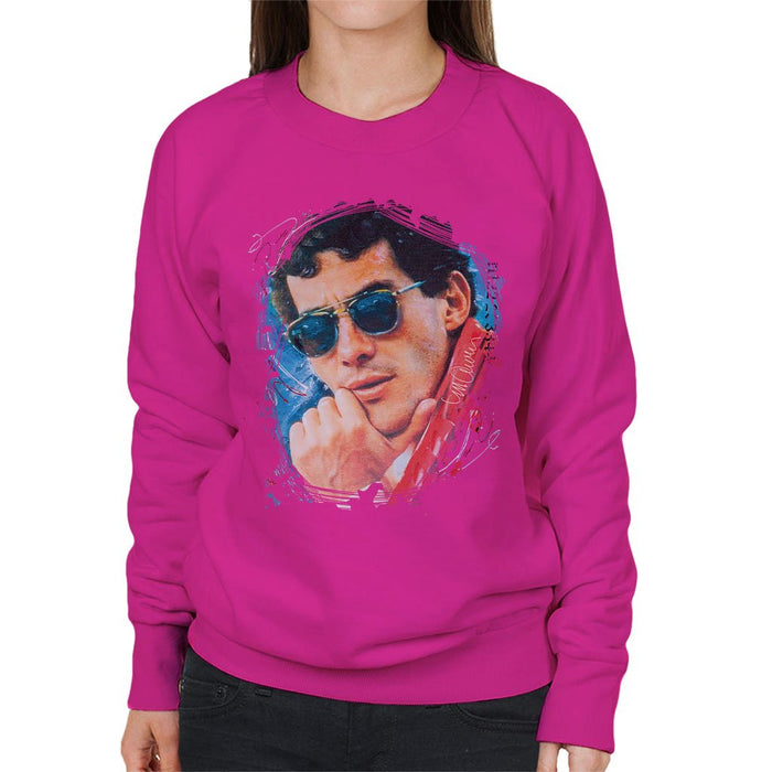 Sidney Maurer Original Portrait Of Ayrton Senna Womens Sweatshirt - Womens Sweatshirt