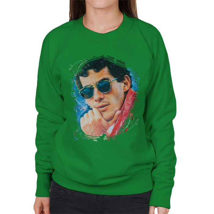 Sidney Maurer Original Portrait Of Ayrton Senna Womens Sweatshirt - Womens Sweatshirt