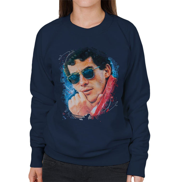 Sidney Maurer Original Portrait Of Ayrton Senna Womens Sweatshirt - Womens Sweatshirt