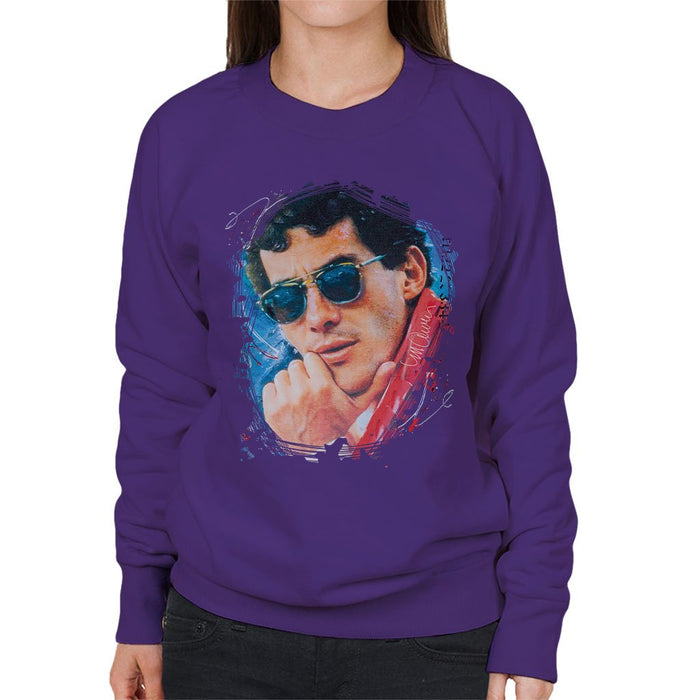 Sidney Maurer Original Portrait Of Ayrton Senna Womens Sweatshirt - Womens Sweatshirt