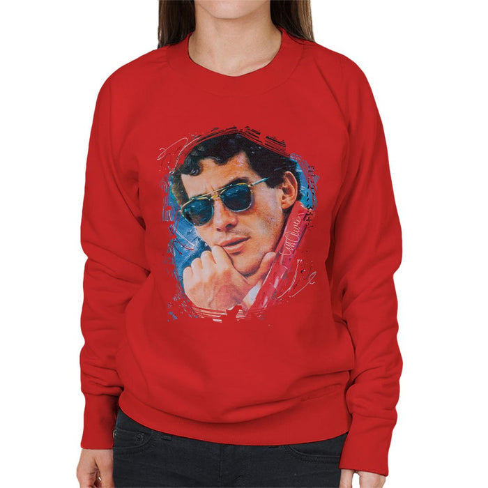 Sidney Maurer Original Portrait Of Ayrton Senna Womens Sweatshirt - Womens Sweatshirt