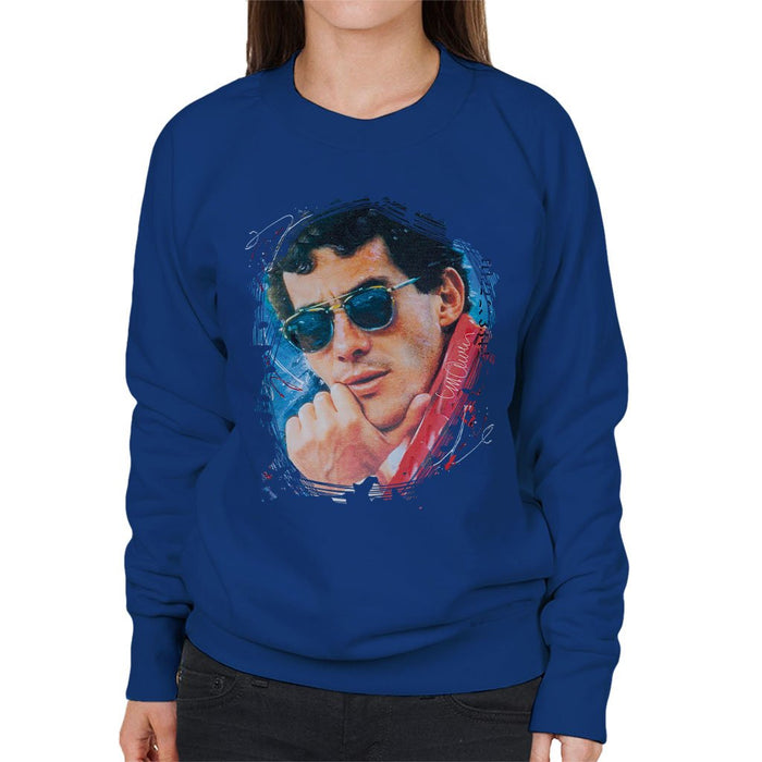 Sidney Maurer Original Portrait Of Ayrton Senna Womens Sweatshirt - Womens Sweatshirt