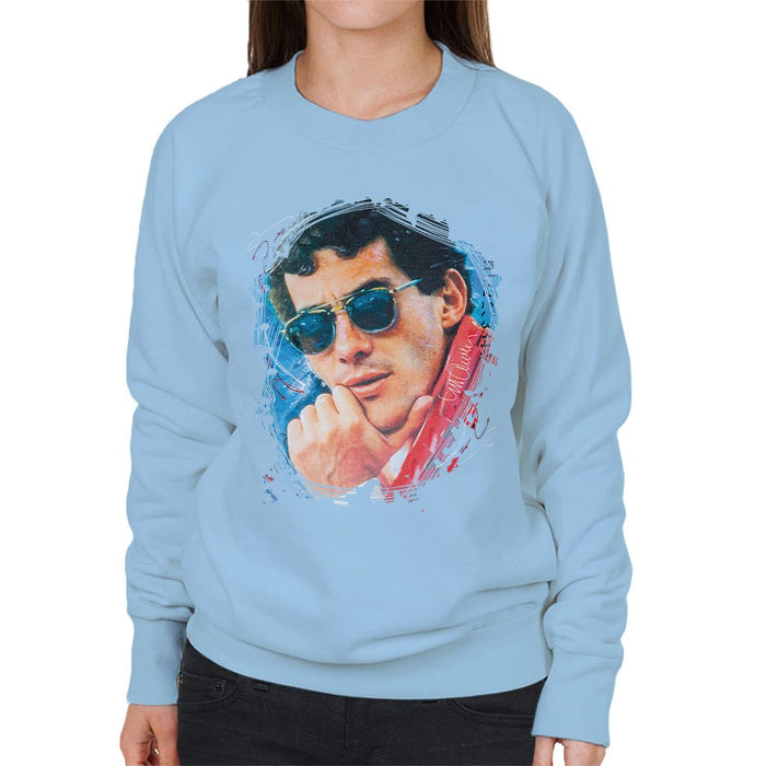Sidney Maurer Original Portrait Of Ayrton Senna Womens Sweatshirt - Womens Sweatshirt