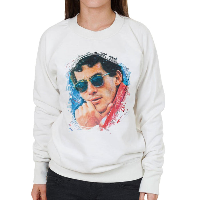 Sidney Maurer Original Portrait Of Ayrton Senna Womens Sweatshirt - Womens Sweatshirt