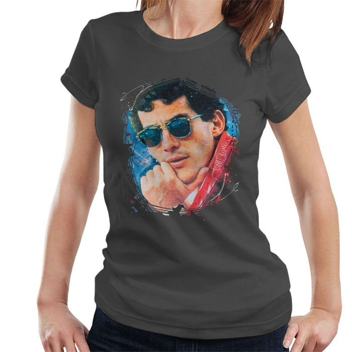 Sidney Maurer Original Portrait Of Ayrton Senna Womens T-Shirt - Womens T-Shirt
