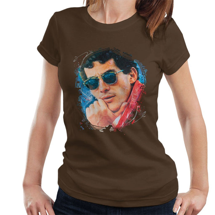 Sidney Maurer Original Portrait Of Ayrton Senna Womens T-Shirt - Womens T-Shirt