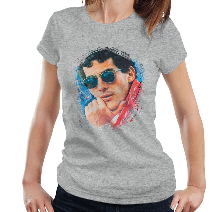 Sidney Maurer Original Portrait Of Ayrton Senna Womens T-Shirt - Womens T-Shirt