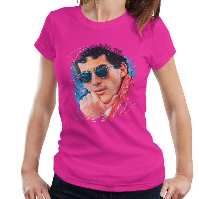 Sidney Maurer Original Portrait Of Ayrton Senna Womens T-Shirt - Womens T-Shirt
