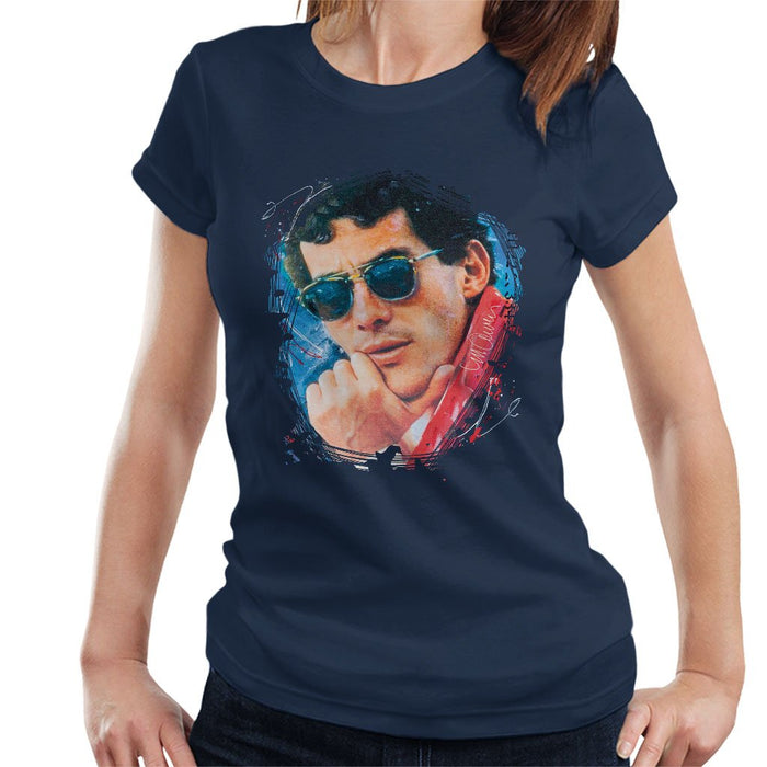 Sidney Maurer Original Portrait Of Ayrton Senna Womens T-Shirt - Womens T-Shirt