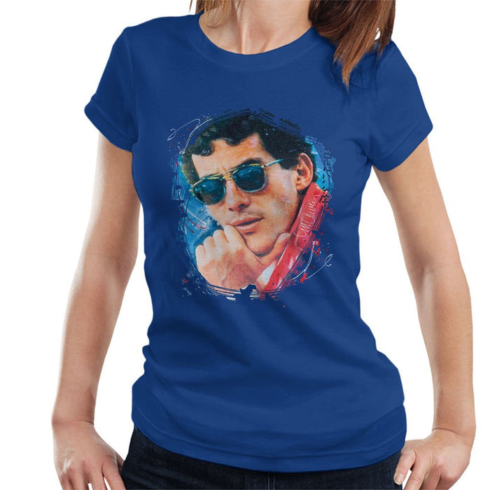 Sidney Maurer Original Portrait Of Ayrton Senna Womens T-Shirt - Womens T-Shirt