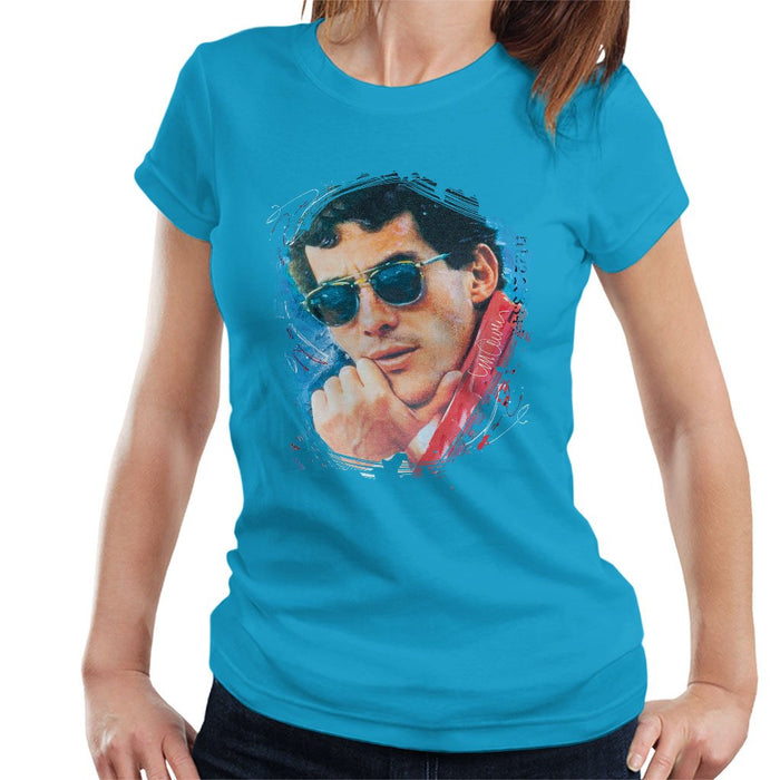 Sidney Maurer Original Portrait Of Ayrton Senna Womens T-Shirt - Womens T-Shirt