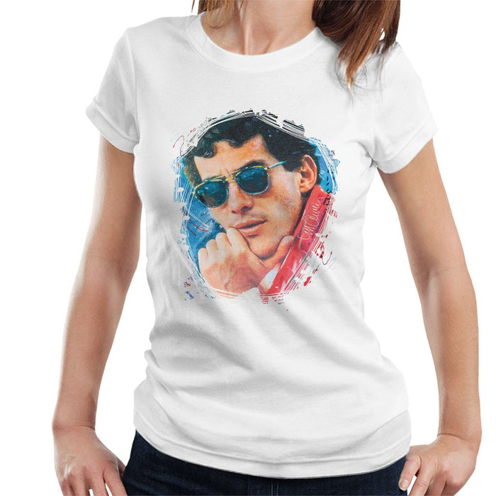 Sidney Maurer Original Portrait Of Ayrton Senna Womens T-Shirt - Womens T-Shirt