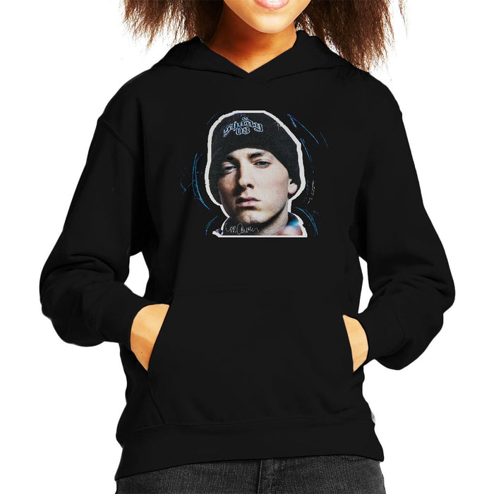 Sidney Maurer Original Portrait Of Eminem Shady Hat Kids Hooded Sweatshirt - Kids Boys Hooded Sweatshirt
