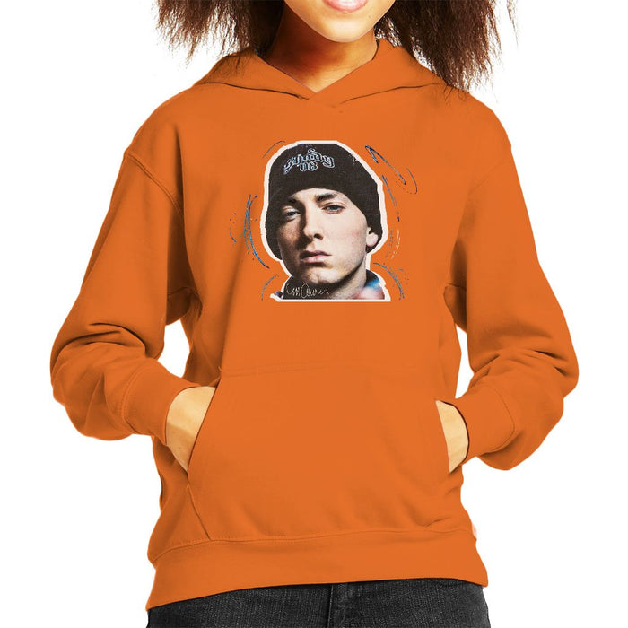 Sidney Maurer Original Portrait Of Eminem Shady Hat Kids Hooded Sweatshirt - Kids Boys Hooded Sweatshirt