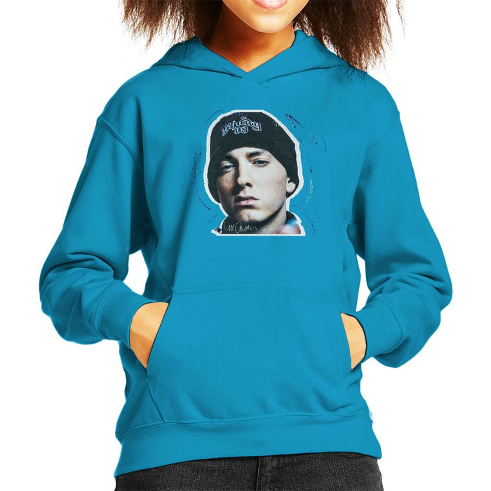 Sidney Maurer Original Portrait Of Eminem Shady Hat Kids Hooded Sweatshirt - Kids Boys Hooded Sweatshirt