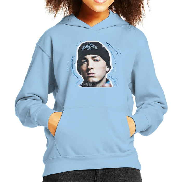 Sidney Maurer Original Portrait Of Eminem Shady Hat Kids Hooded Sweatshirt - Kids Boys Hooded Sweatshirt