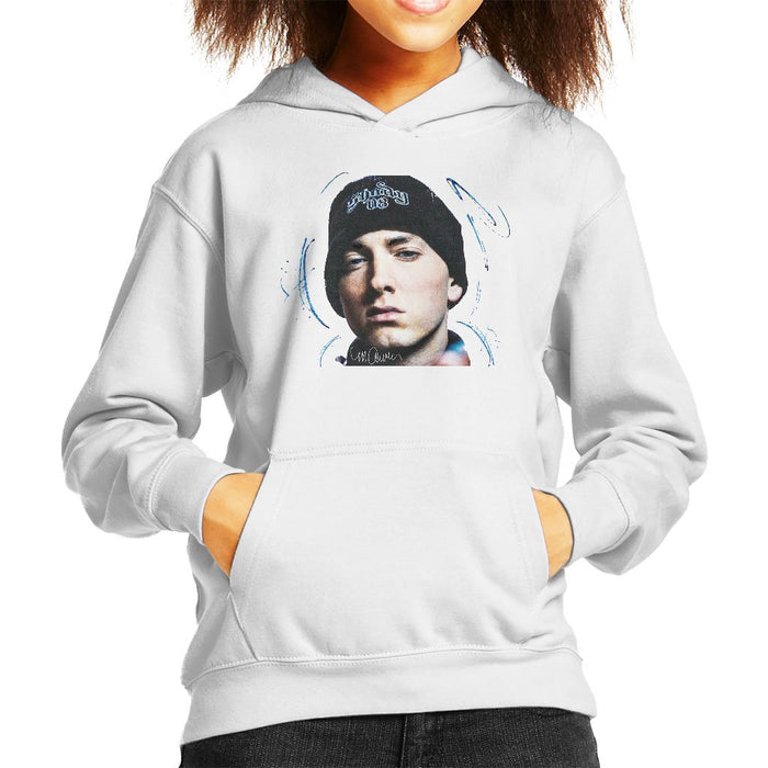 Sidney Maurer Original Portrait Of Eminem Shady Hat Kids Hooded Sweatshirt - Kids Boys Hooded Sweatshirt