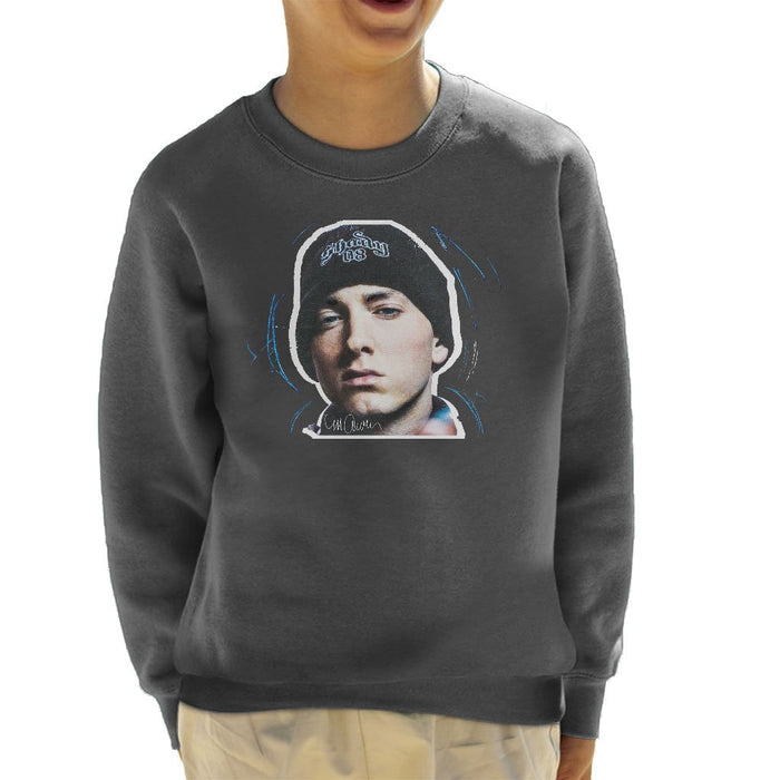 Sidney Maurer Original Portrait Of Eminem Shady Hat Kids Sweatshirt - Kids Boys Sweatshirt