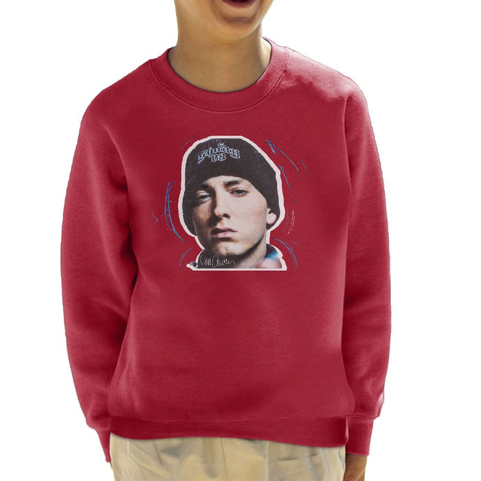 Sidney Maurer Original Portrait Of Eminem Shady Hat Kids Sweatshirt - Kids Boys Sweatshirt