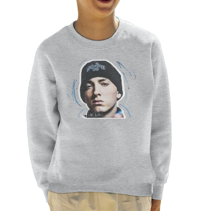 Sidney Maurer Original Portrait Of Eminem Shady Hat Kids Sweatshirt - Kids Boys Sweatshirt