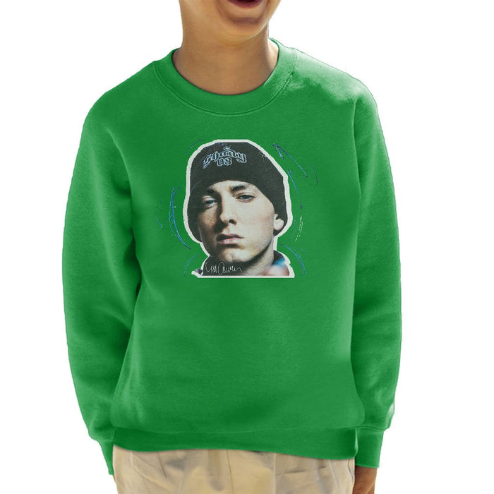 Sidney Maurer Original Portrait Of Eminem Shady Hat Kids Sweatshirt - Kids Boys Sweatshirt