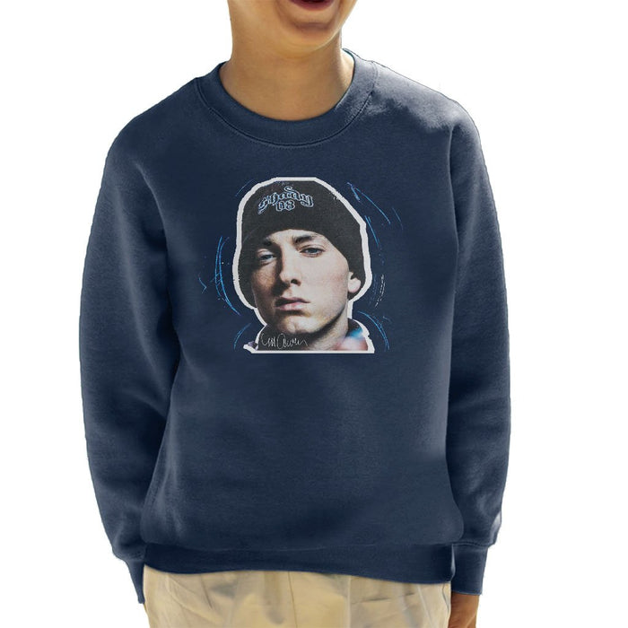 Sidney Maurer Original Portrait Of Eminem Shady Hat Kids Sweatshirt - Kids Boys Sweatshirt